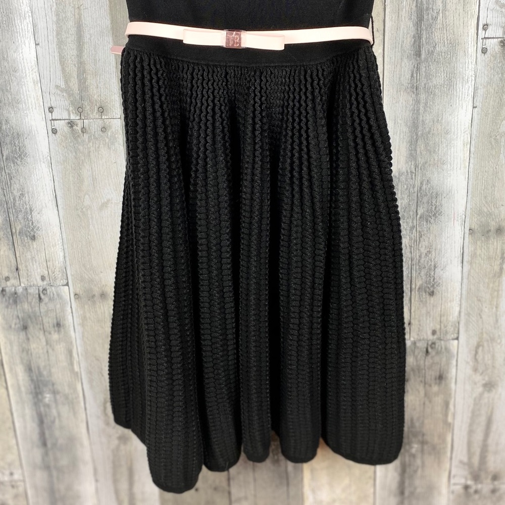 Ted Baker Black Alicii Bow Belt Knit Dress Size 1 - Picture 4 of 8